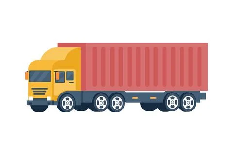 Flat style vector illustration of a large truck with trailer Stock Illustration