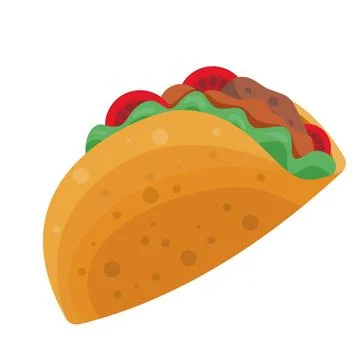 Flat style vector illustration of a taco representing Mexican food Stock Illustration