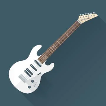 Flat style white electric guitar. Stock Illustration