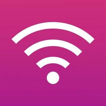 Flat style Wi-Fi symbol is floating on transparent background with three white Stock Illustration