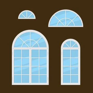 Flat Style Windows Types Set. Vector Stock Illustration