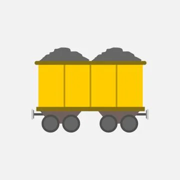 Flat Style Yellow Mining Transport Train Vector Illustration Graphic Stock Illustration