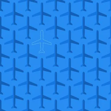 Flat styled seamless pattern with missing plane Stock Illustration