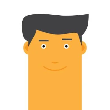 Flat Stylish happy face man avatar vector character Stock Illustration