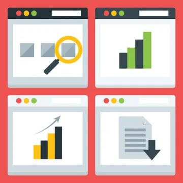 Flat Stylized Browser Icons Set Stock Illustration