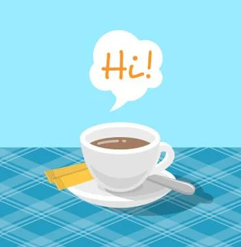 Flat stylized coffee cup with a ribbon Stock Illustration