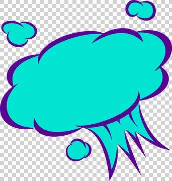 Flat stylized comic bubble is showing cloudlike curves and jagged tail, Stock Illustration