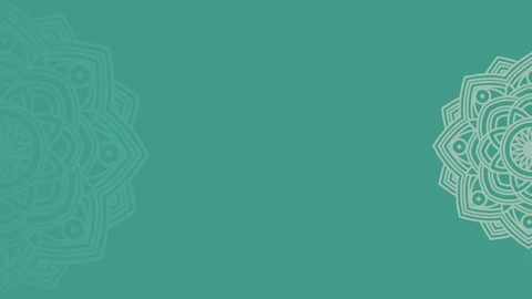 Flat Stylized Half Mandala Animation on Teal Horizontal Background Stock Footage 289170564