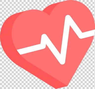 Flat stylized heart is beating with coral pink geometry and white zigzag line on Stock Illustration