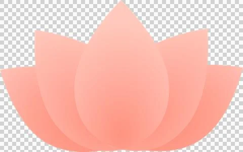 Flat stylized lotus is showing five translucent gradient petals overlapping, Stock Illustration