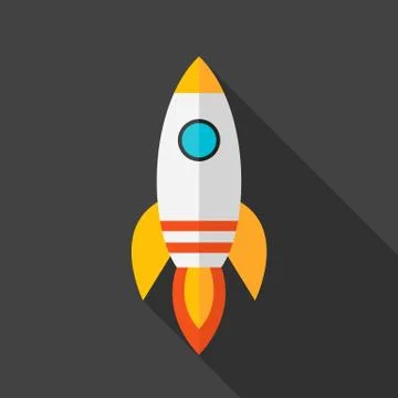 Flat stylized rocket Stock Illustration