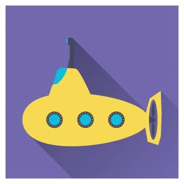 Flat submarine icon Ilustração Stock