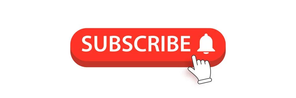 Flat subscribe button with ring bell isolated on white background. Subscribe Stock Illustration