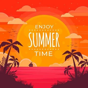 Flat summer illustration Stock Illustration