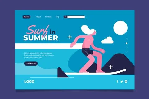 Flat summer landing page template Stock Illustration