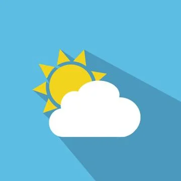 Flat sun and cloud weather web icon Stock Illustration