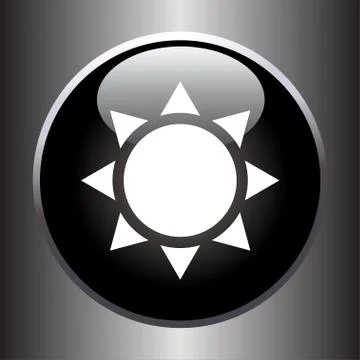 Flat sun icon on black button Stock Illustration