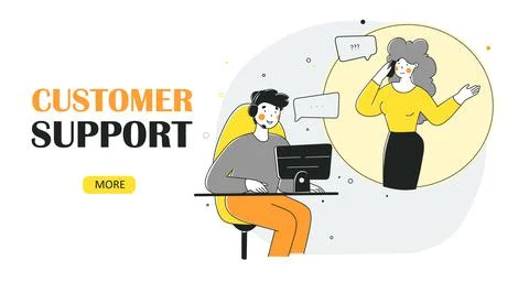 Flat support client for web marketing design. Service remote Technology concept. Stock Illustration