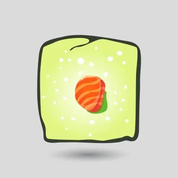 Flat sushi roll Stock Illustration