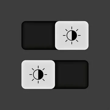 Flat switch bubble slide button for dark mode or black mode on black backgrou Illustrazione stock