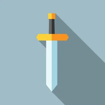 Flat sword, long shadow Stock Illustration