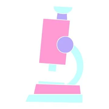 Flat symbol of a science microscope icon in bright neon color Stock Illustration