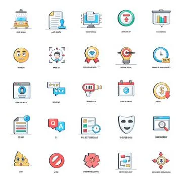 Flat Symbols Icon Vectors Pack Stock Illustration