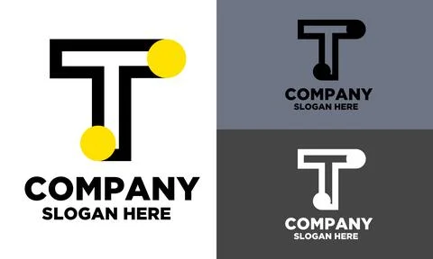 Flat T letter logo template design in different types イラスト素材