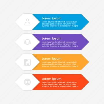 Flat table of steps business infographic template Stock Illustration