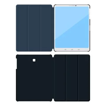 Flat tablet pc cases. Opened inside, outside 스톡 일러스트