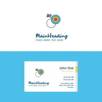 Flat Target  Logo and Visiting Card Template. Busienss Concept Logo Design Stock Illustration