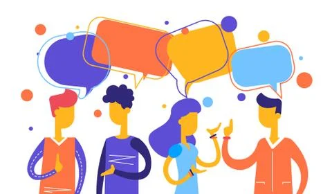 Flat Team of young man and woman vector illustration. Stock Illustration