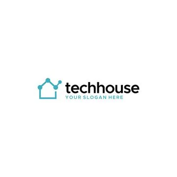 Flat techhouse moleculer building logo design Stock Illustration