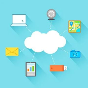 Flat Technology Design of Cloud Computing 스톡 일러스트