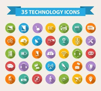 Flat Technology Icons Stock Illustration