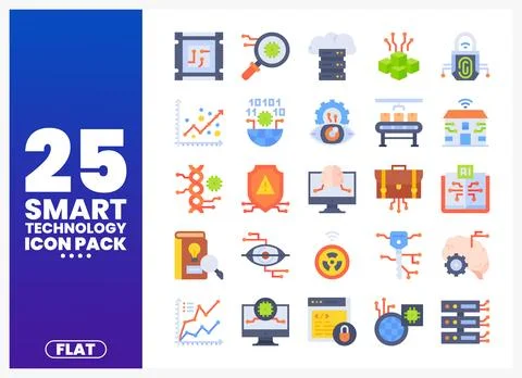 Flat technology icons for smart solutions collection Stock-Illustration
