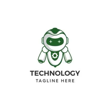 Flat technology robot mascot logo Stock Illustration
