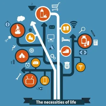 Flat technology tree Stock Illustration