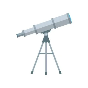 Flat telescope with long shadow. Vector illustration, icon. Modern design Stock Illustration