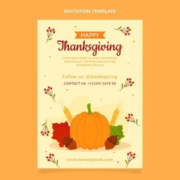 Flat thanksgiving invitation template Stock Illustration
