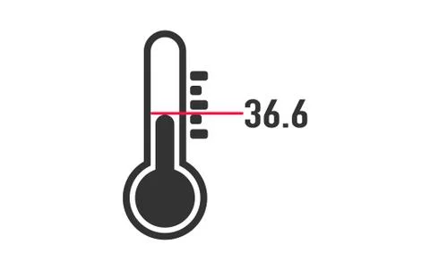 Flat thermometer on a white background. Measurement of body heat. Vector stock Stock Illustration