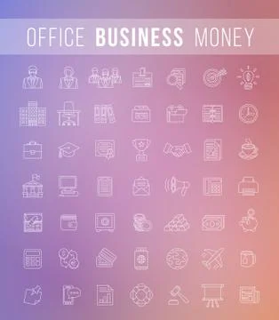 Flat thin line business and finance vector icons Illustrazione stock