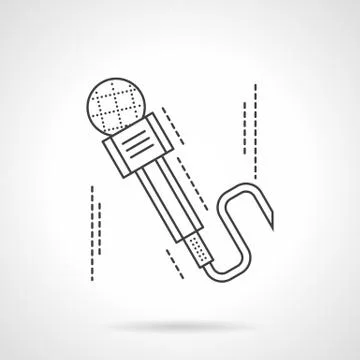 Flat thin line microphone vector icon Stock Illustration