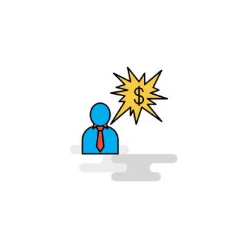 Flat Thinking about dollar  Icon. Vector 스톡 일러스트
