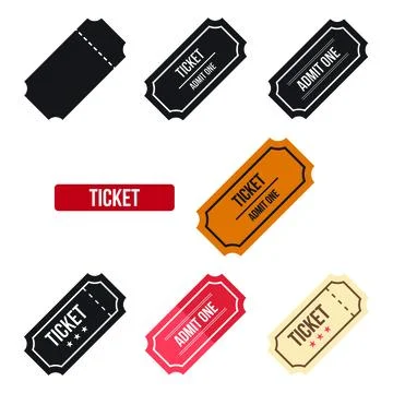 Flat Ticket icon set. symbol vector Illustration. Stock Illustration