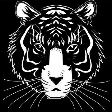 Flat Tiger Head Sign and Vector Illustration Stock Illustration