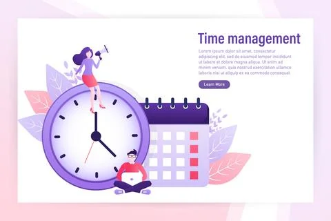 Flat time management for report design. Isometric vector illustration. Time Illustrazione stock