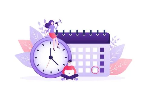 Flat time management for report design. Isometric vector illustration. Time Stock Illustration
