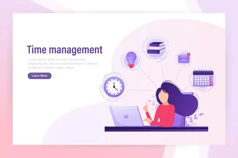 Flat time management for report design. Isometric vector illustration. Time Illustrazione stock