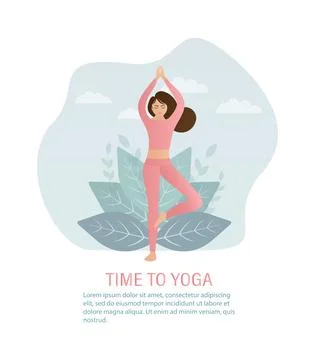 Flat time to yoga. Modern time to yoga, great design for any purposes. Vector Stock Illustration